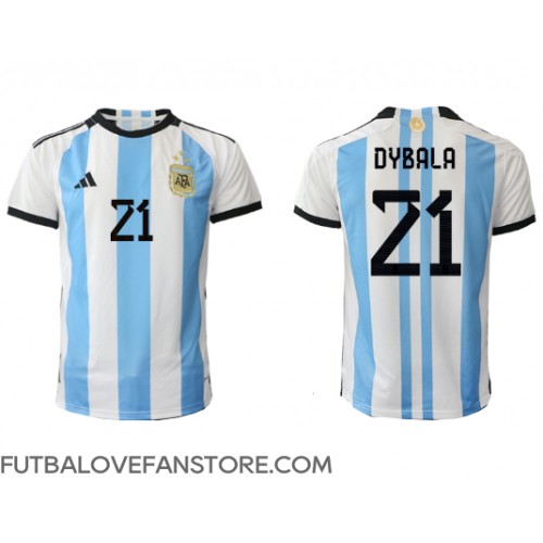 Argentína Paulo Dybala #21 Domáci futbalový dres MS 2022 Krátky Rukáv